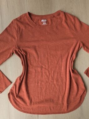 Kirkland Signature Women's Long Sleeve Crewneck Top - Rust Orange